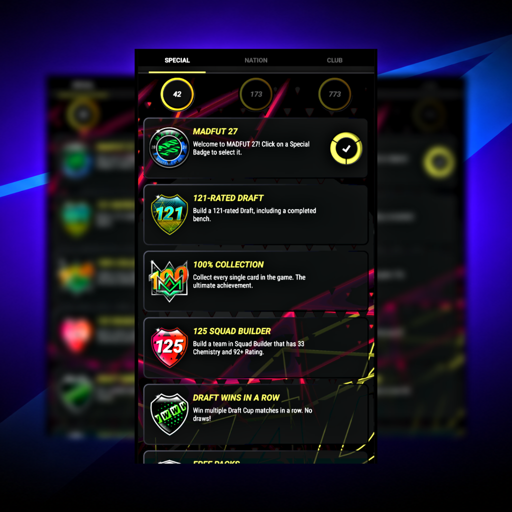 Madfut 27 100% Achievements